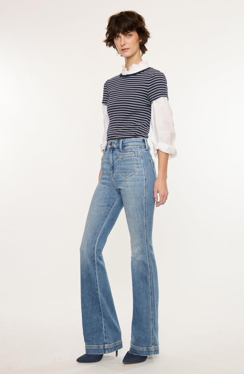 KanCan Rachel High Rise Flare Jeans, Alternate, color, Medium Wash