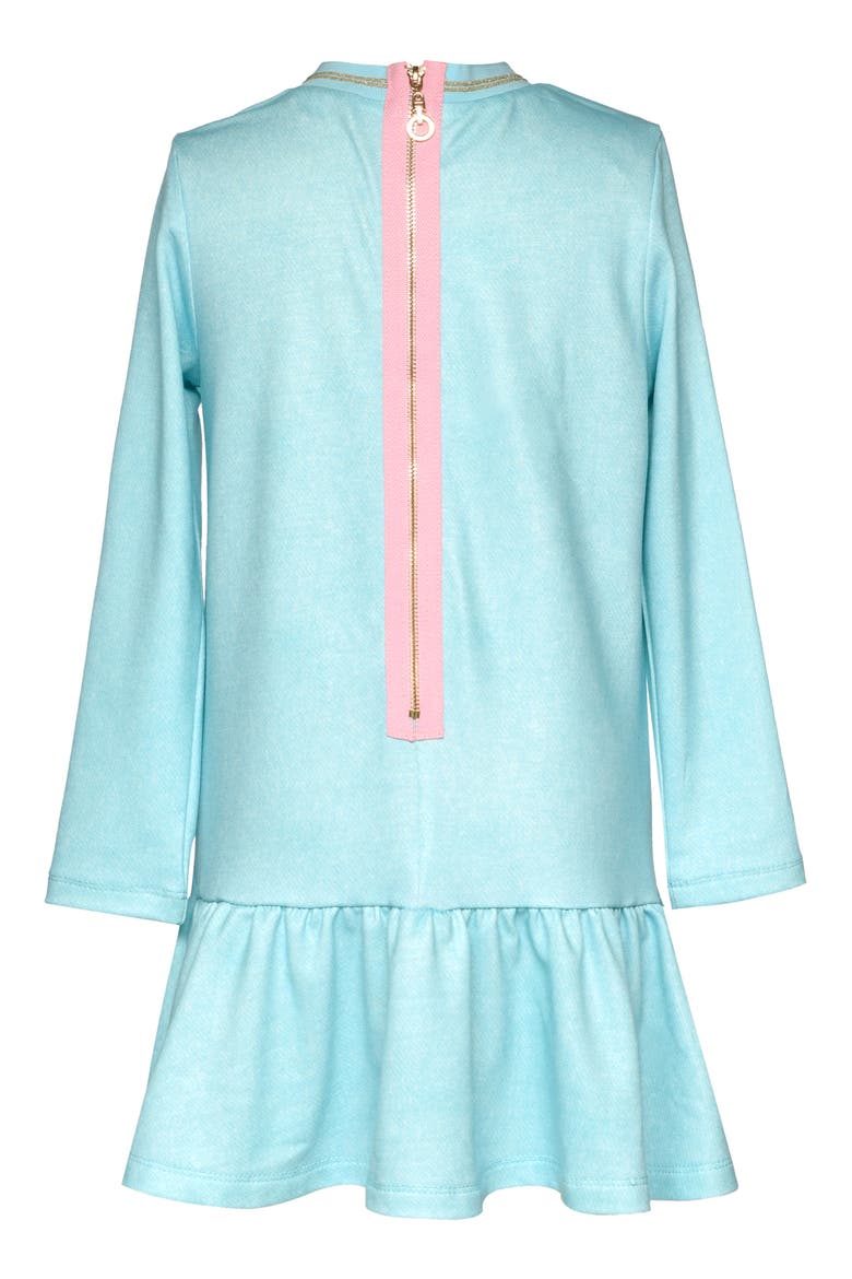Kids' Rainbow Cloud Drop Waist Knit Dress, Alternate, color, TURQ MULTI