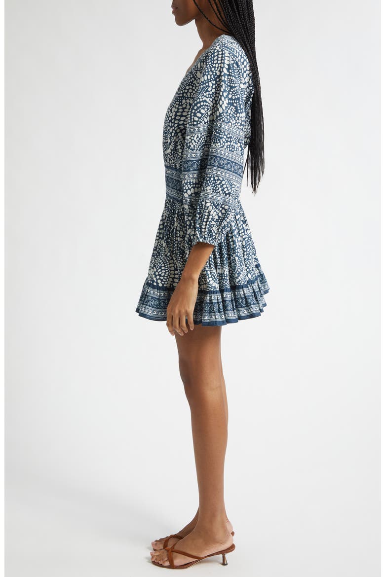 April Mixed Print Cotton Minidress, Alternate, color, NAVY DOT