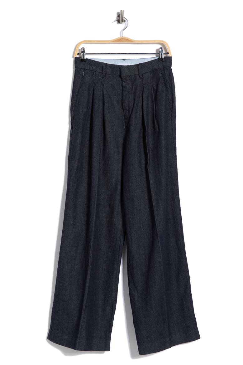 Pleated High Waist Wide Leg Pants, Alternate, color, INDIGO1187