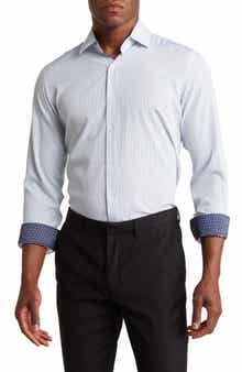 TOM BAINE Regular Fit Performance Stretch Long Sleeve Button Front Shirt