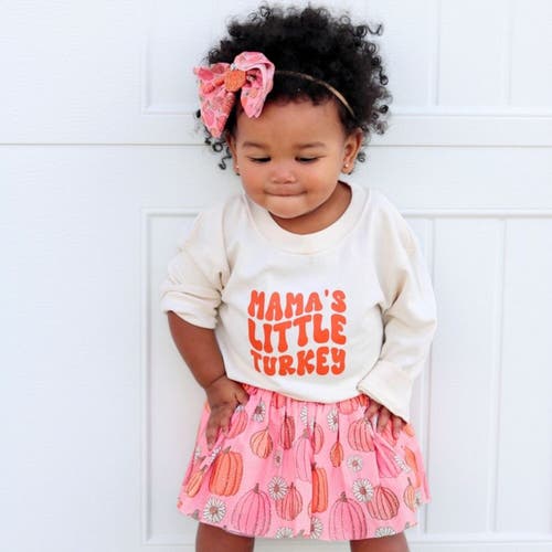 Sweet Wink Mama's Little Turkey Thanksgiving Long Sleeve Romper In Neutral