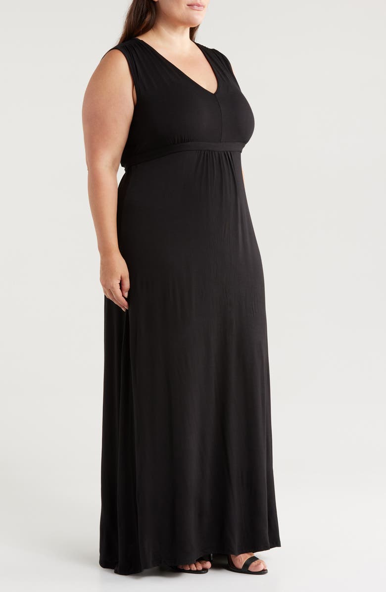 24seven Comfort Apparel Sleeveless Jersey Maxi Dress, Alternate, color, Black