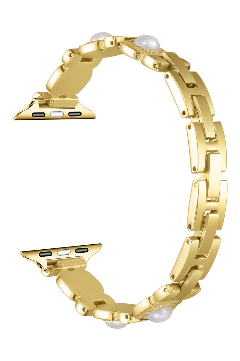 Gaia Imitation Pearl Link Watchband, Alternate, color, PEARL