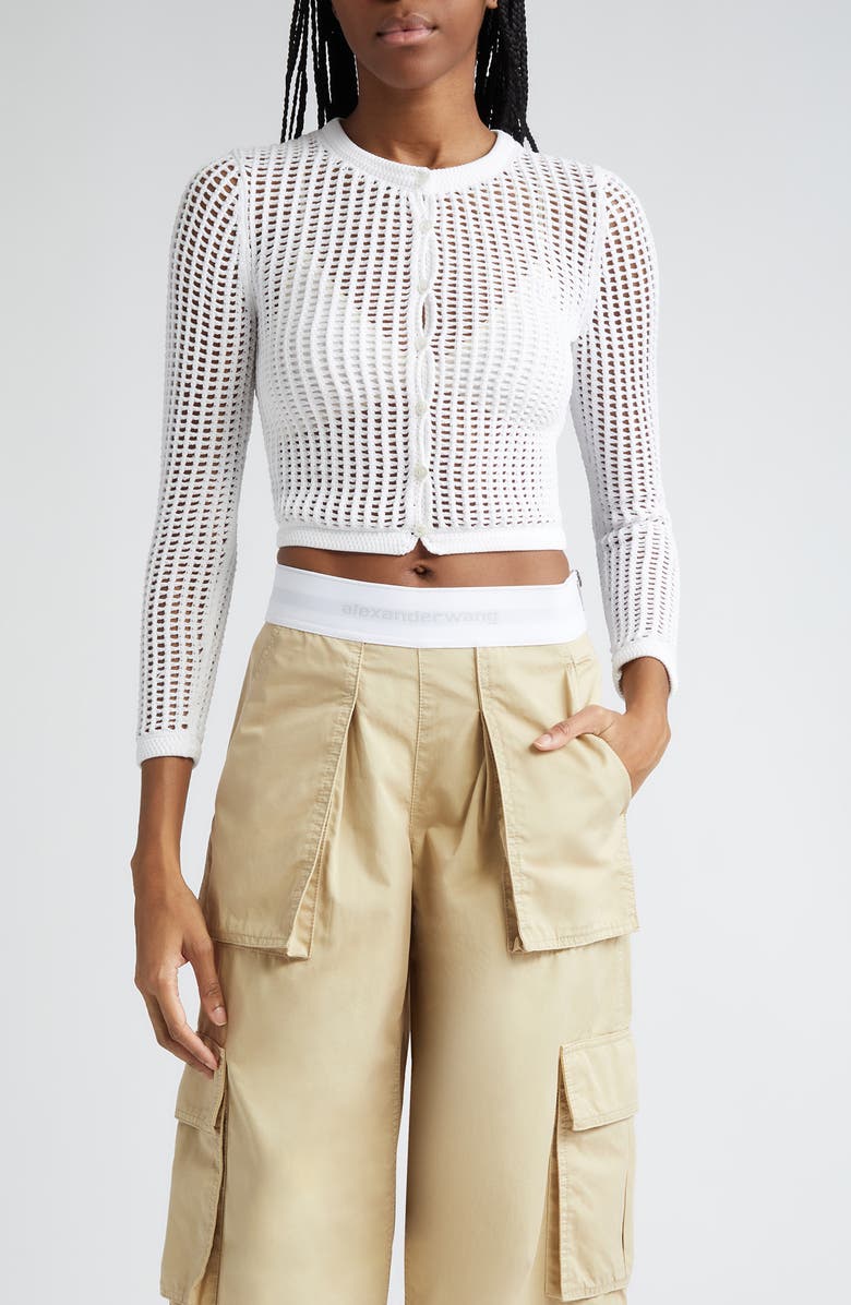 Alexander Wang Crochet Shrunken Cardigan | Nordstrom