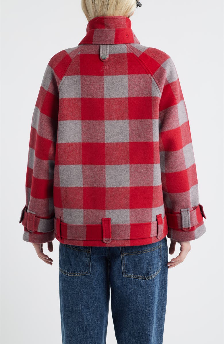 Damson Madder Polly Water Resistant Buffalo Check Wool Blend Jacket, Alternate, color, Red