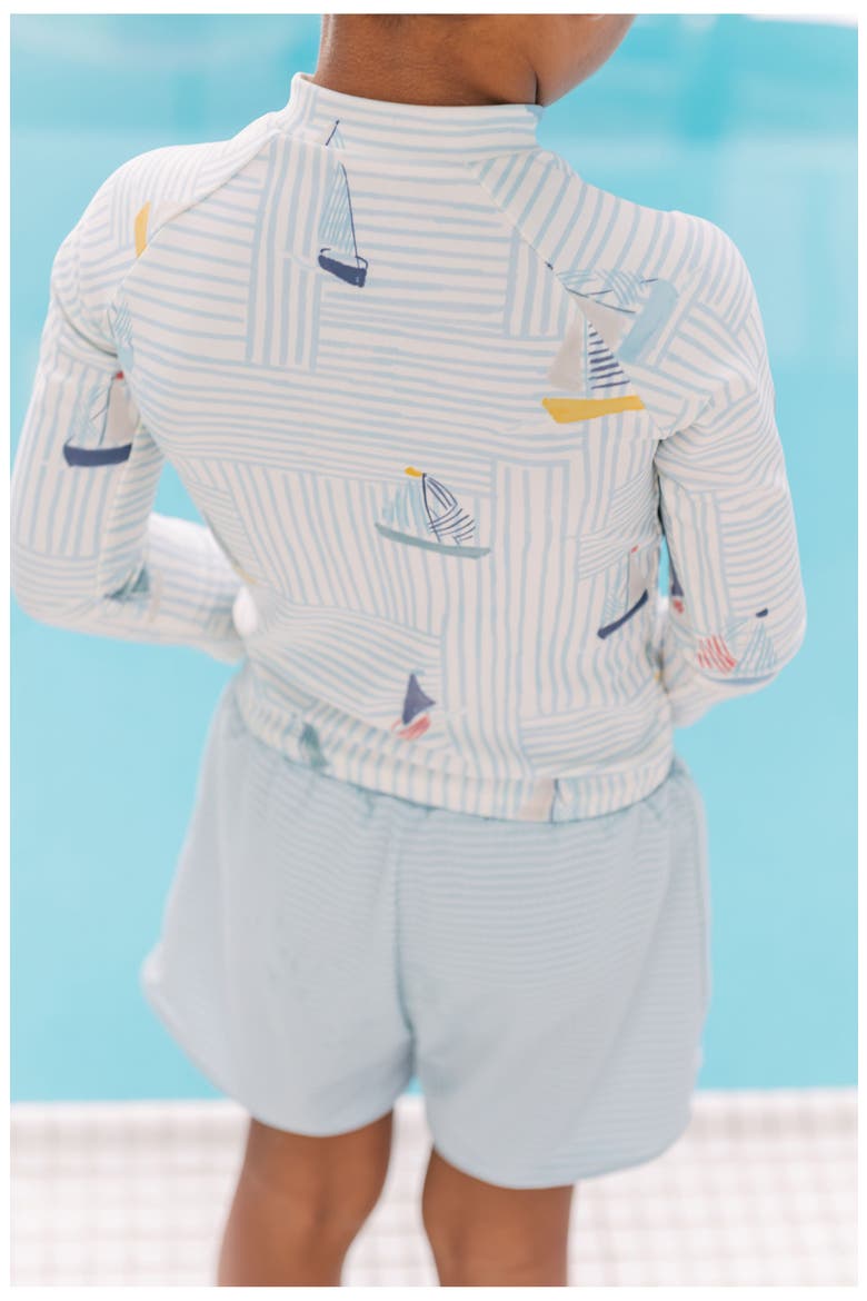 Kids' Two-Piece Long Sleeve Rashguard & Trunks Swimsuit Set, Alternate, color, SET SAIL
