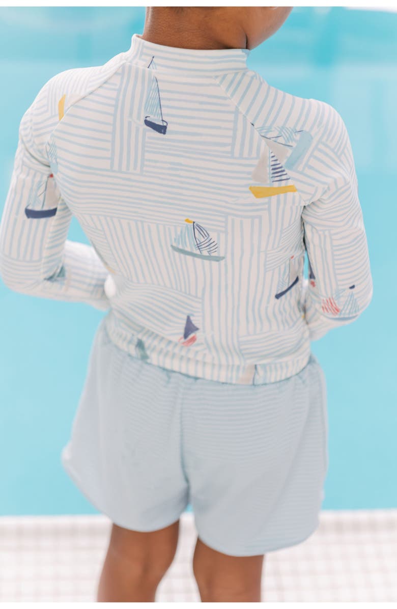 Pehr Kids
 Two-Piece Long Sleeve Rashguard 
Trunks Swimsuit Set, Alternate, color, Set Sail