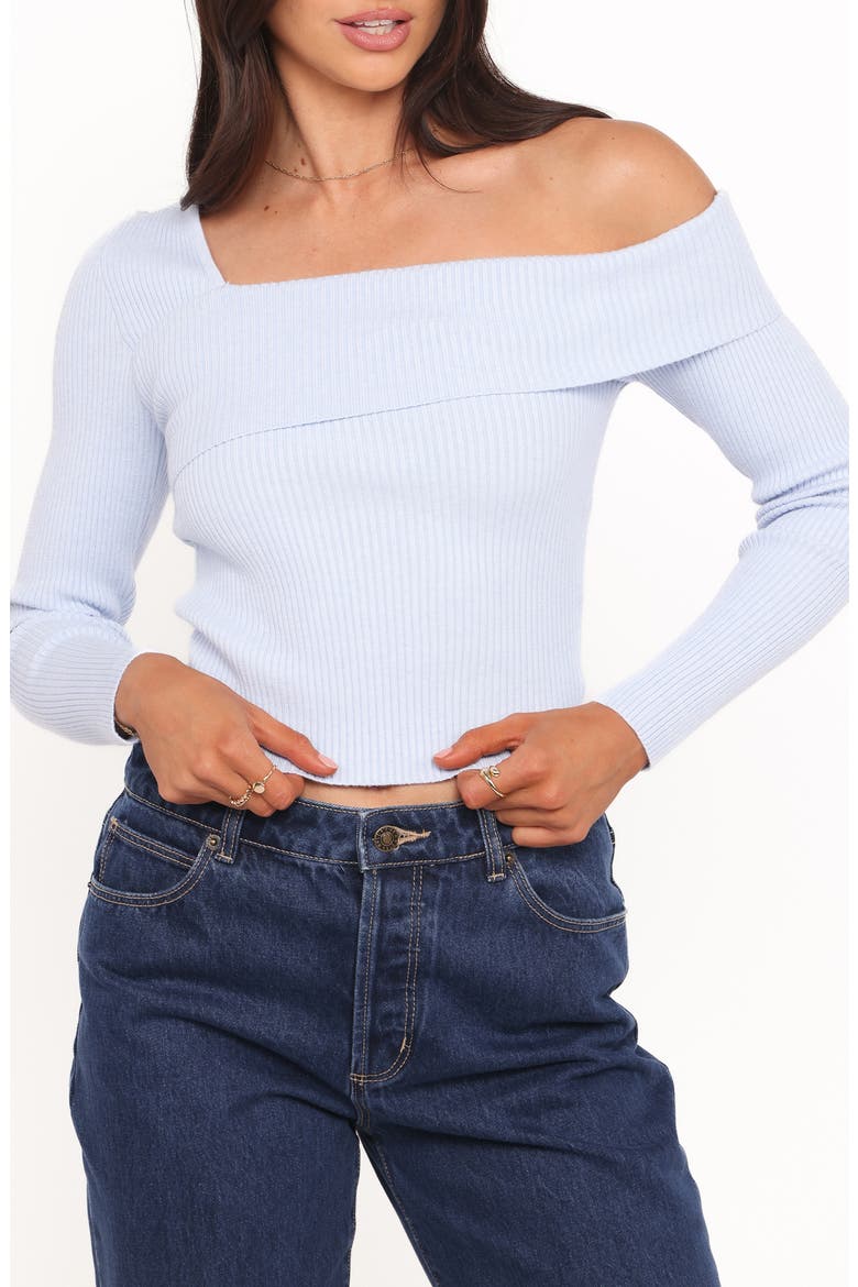 Aleena One-Shoulder Rib Sweater, Main, color, LIGHT BLUE