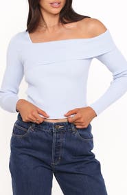Petal & Pup Aleena One-Shoulder Rib Sweater