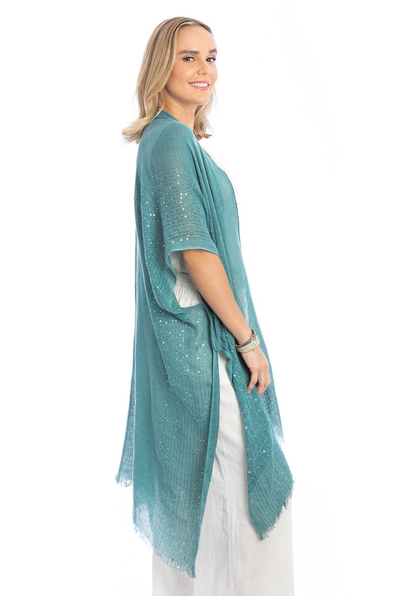 Sequin Embellished Ruana, Alternate, color, TURQUOISE