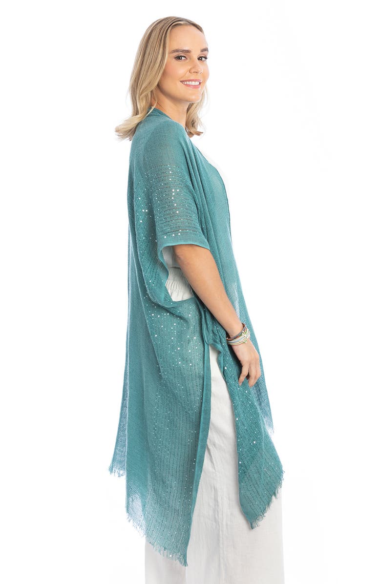 SAACHI Sequin Embellished Ruana, Alternate, color, Turquoise