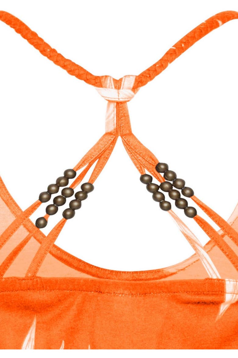 Beaded Strap Print Dress, Alternate, color, Orange Multi