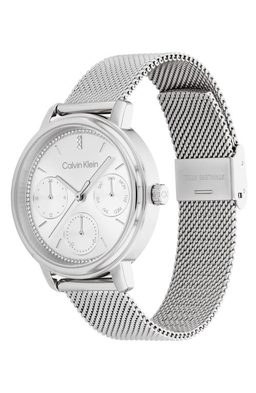 Calvin Klein Shimmer Mesh Strap Watch, 36mm In Silver