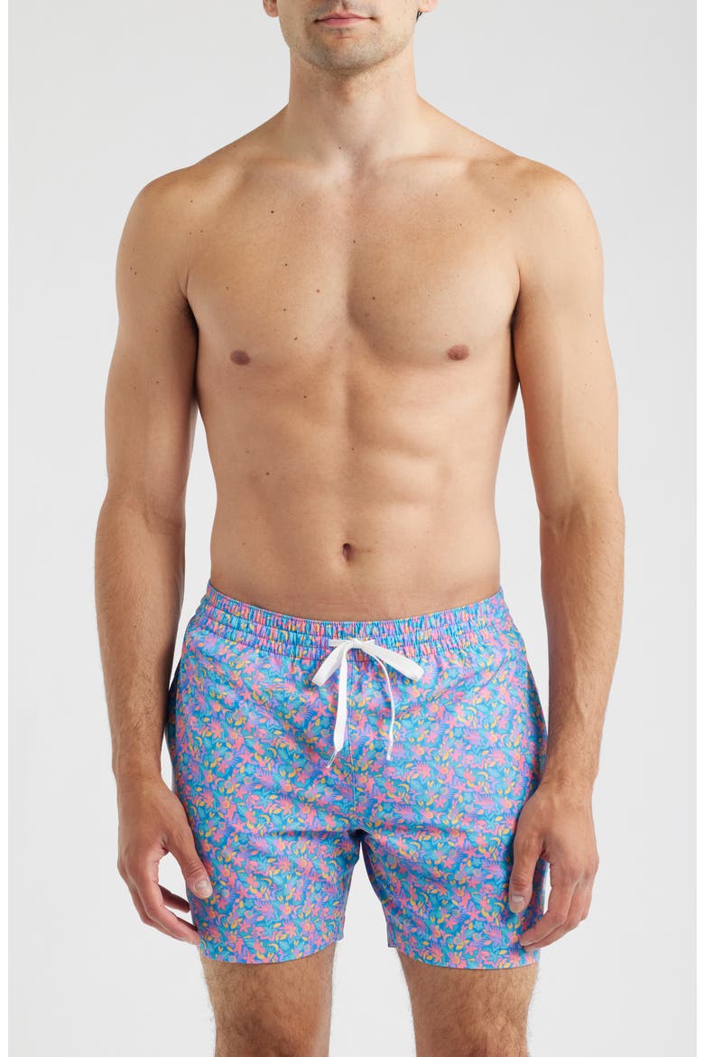 The Spades Floral 5.5-Inch Swim Trunks, Main, color, MEDIUM BLUE