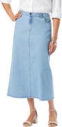 Jessica London True Fit Stretch Denim Midi Skirt