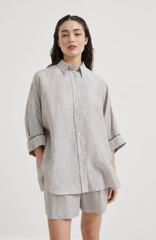 Brunello Cucinelli Linen Shirt In Gray