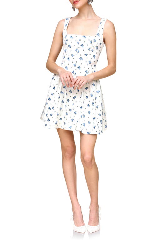 Avec Les Filles Floral Corset Skater Minidress In Embroidered Scattere