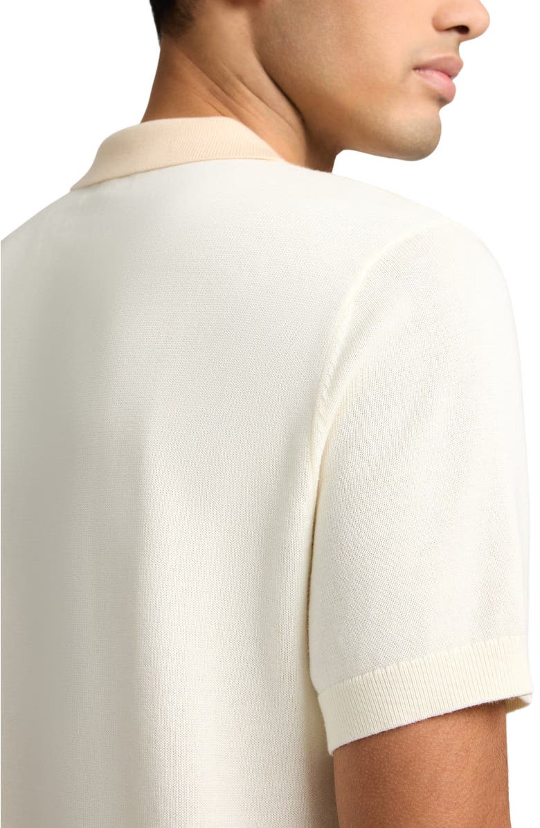 Onia Cotton Knit Short Sleeve Polo, Alternate, color, Natural/Egret