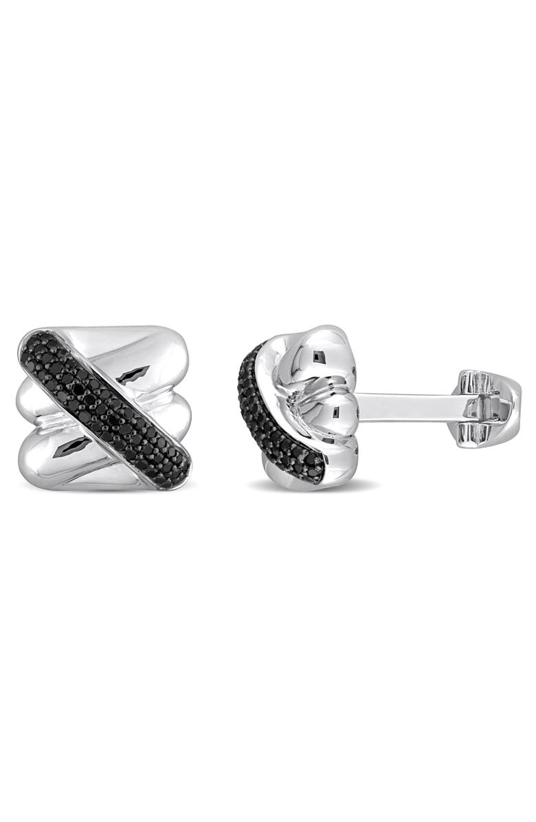 Julianna B. 1/2 CTW Black Diamond Square Crossover Cufflinks, Main, color, Black Diamond
