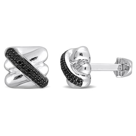 1/2 CTW Black Diamond Square Crossover Cufflinks