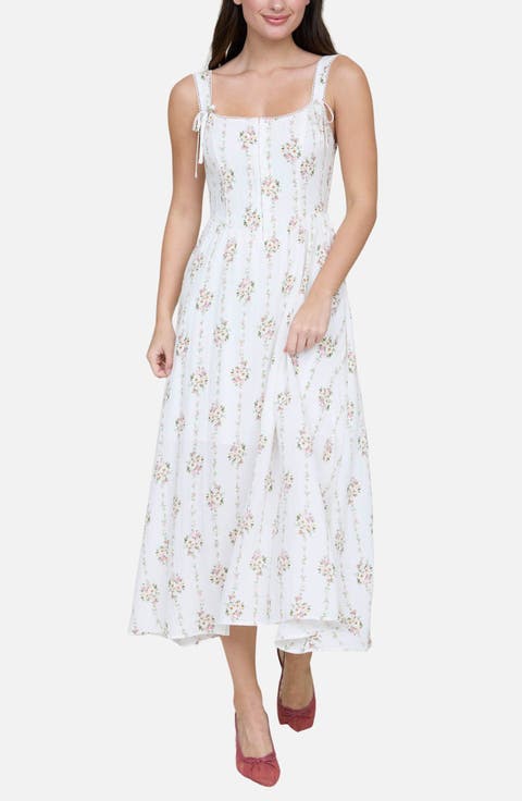 Lace Trim Corset Fit & Flare Dress