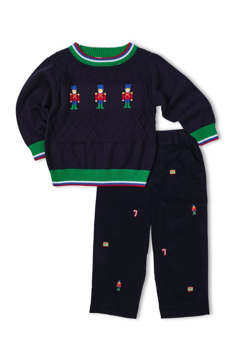 Florence Eiseman Sweater With Soldiers, Alternate, color, Navy, Red, Green, White