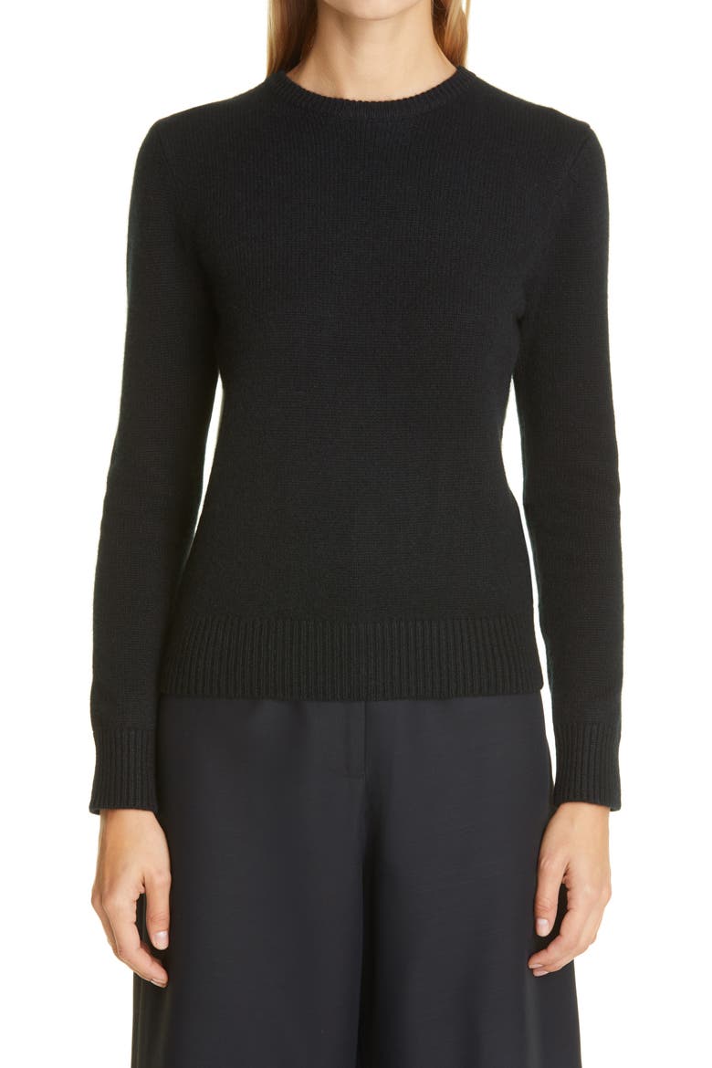 Crewneck Cashmere Sweater, Main, color, BLACK
