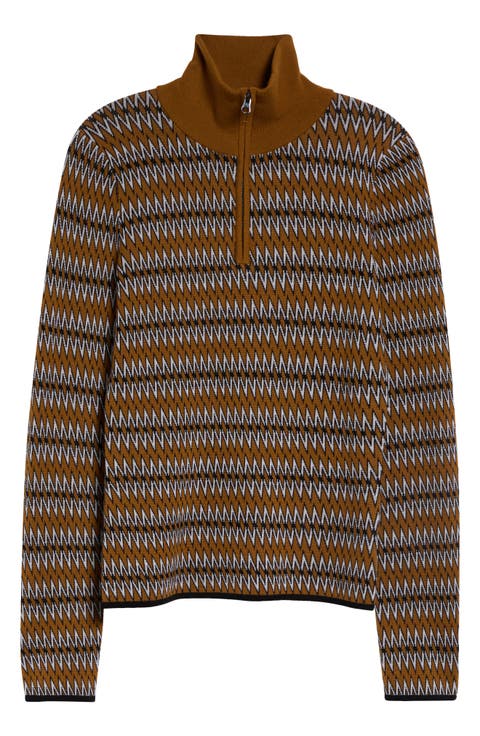 Kim Merino Wool Jacquard Half Zip Sweater