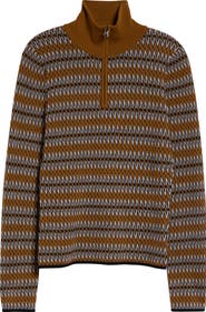 ZANKOV Kim Merino Wool Jacquard Half Zip Sweater
