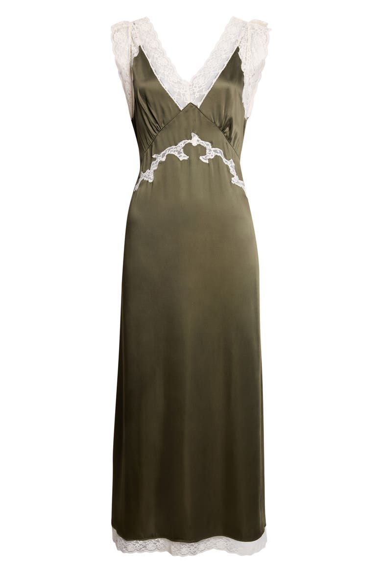 Irene Lace Trim Midi Dress, Main, color, GREEN