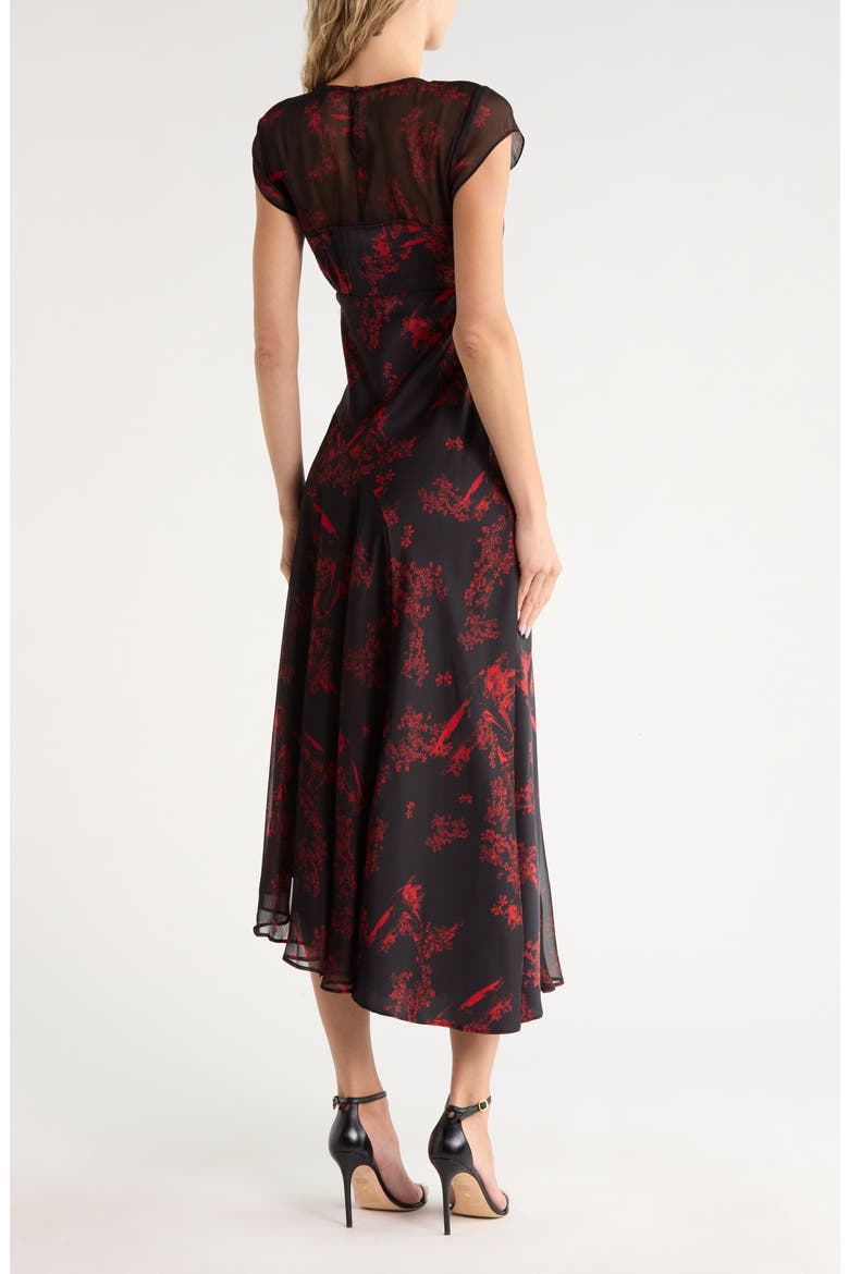 Tasha Floral Midi Dress, Alternate, color, MARIA SIREN RED
