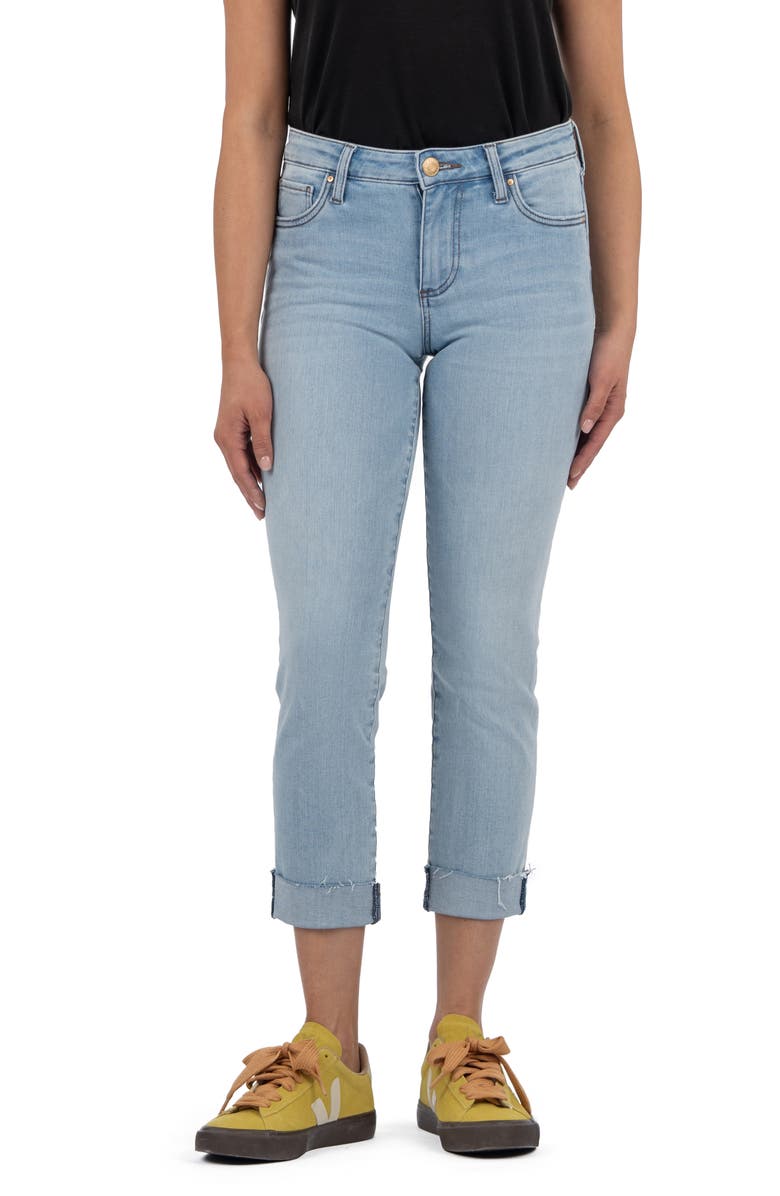 KUT from the Kloth Amy Low Rise Crop Slim Straight Leg Jeans, Main, color, Awareness W/Lt