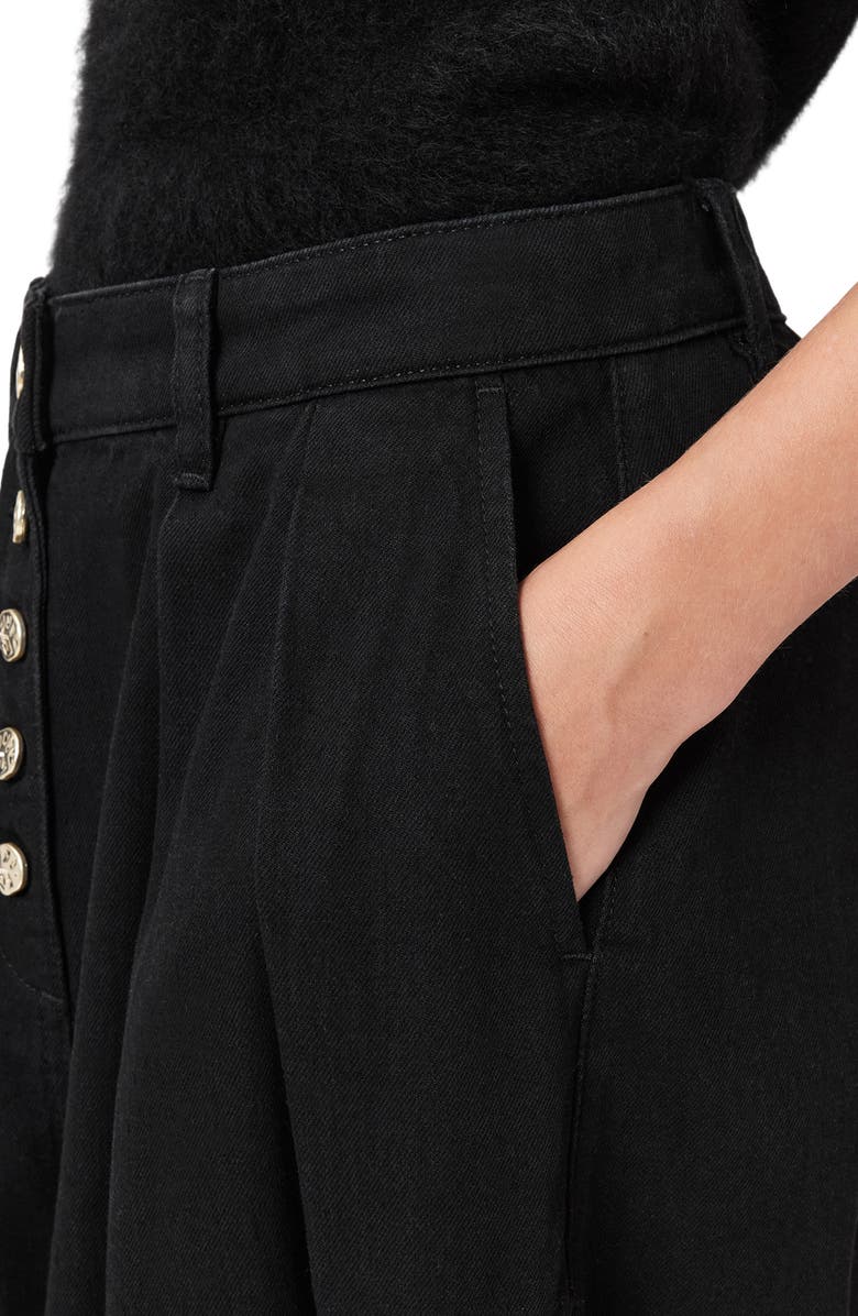 AllSaints Becca Pleated Barrel Leg Denim Jeans, Alternate, color, Black