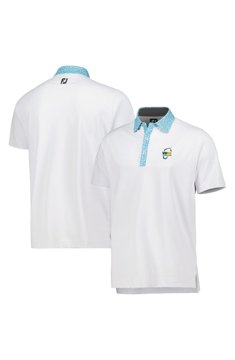 FOOTJOY Men's FootJoy White WM Phoenix Open Tulip Lisle ProDry Golf Polo, Main, color,