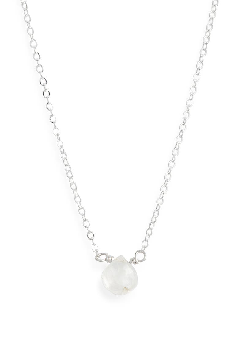 Birthstone Pendant Necklace, Main, color, STERLING SILVER