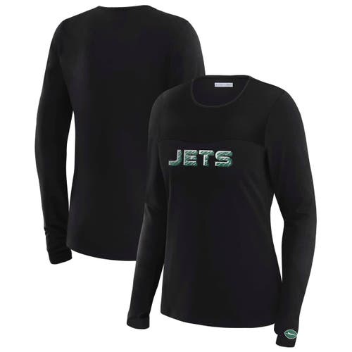 Wear By Erin Andrews X Gracie Hunt Black New York Jets Mesh Panel Long Sleeve T-shirt