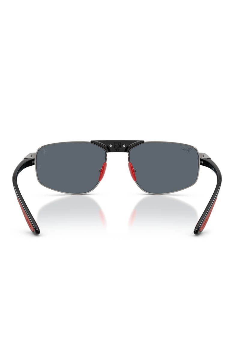 58mm Ferrari Irregular Sunglasses, Alternate, color, GUNEMTAL / BLUE