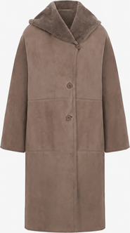 Mine Bilgi Ballade Merino Curly Shearling Hooded Long Coat