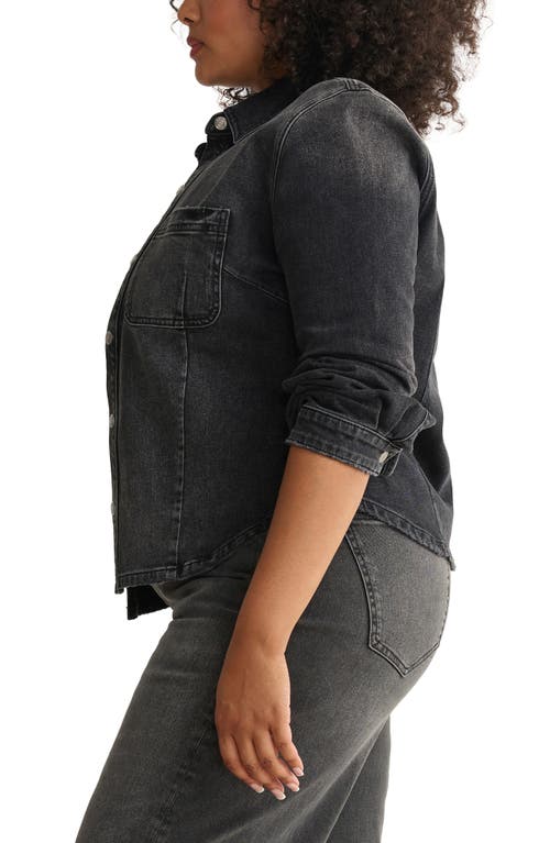 Warp & Weft Warp+weft Pmi Western Denim Fitted Waist Snap-up Shirt In Black