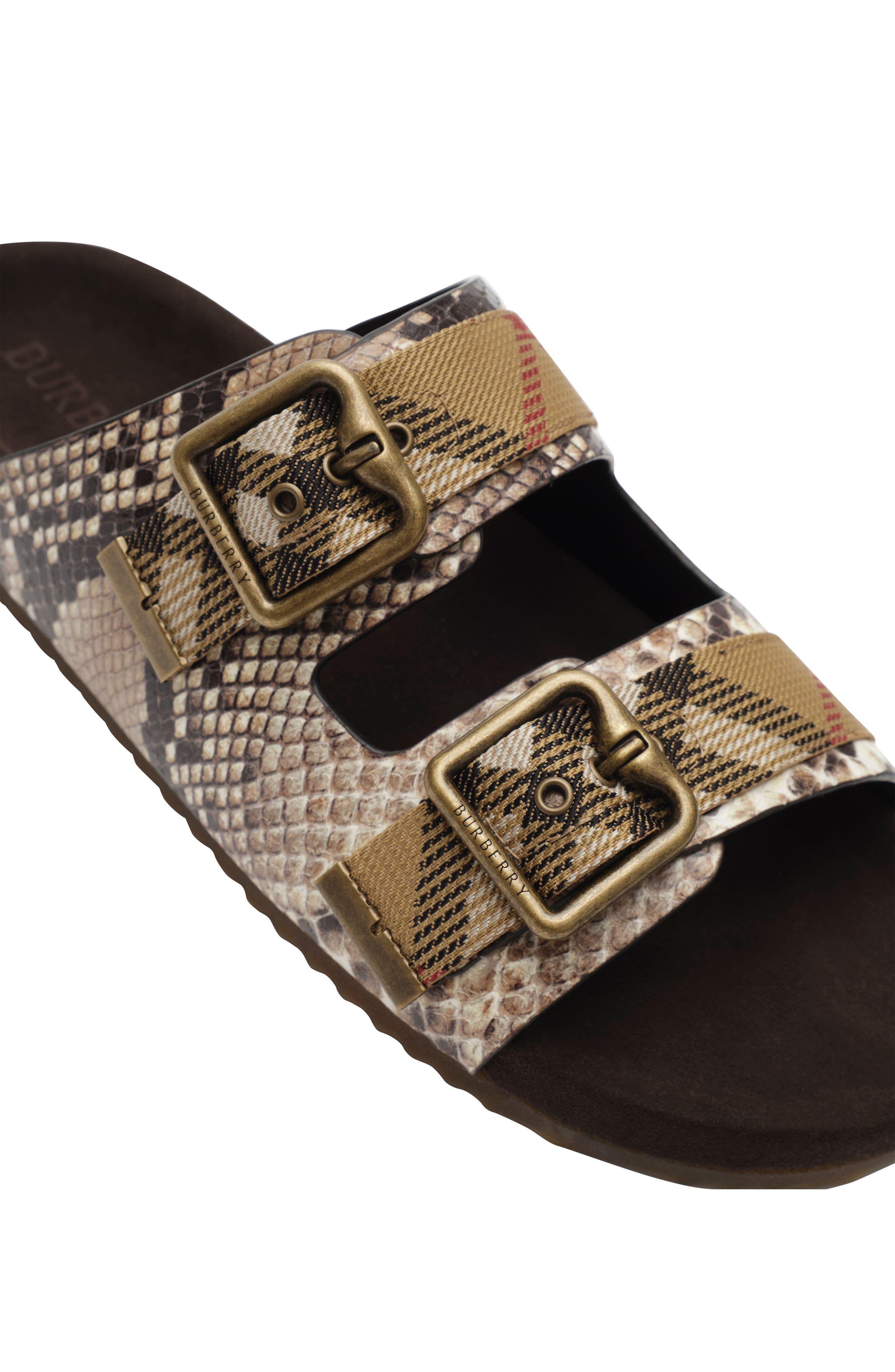 Burberry Urchin Snakeskin Embossed Slide Sandal, Alternate, color, Serpent
