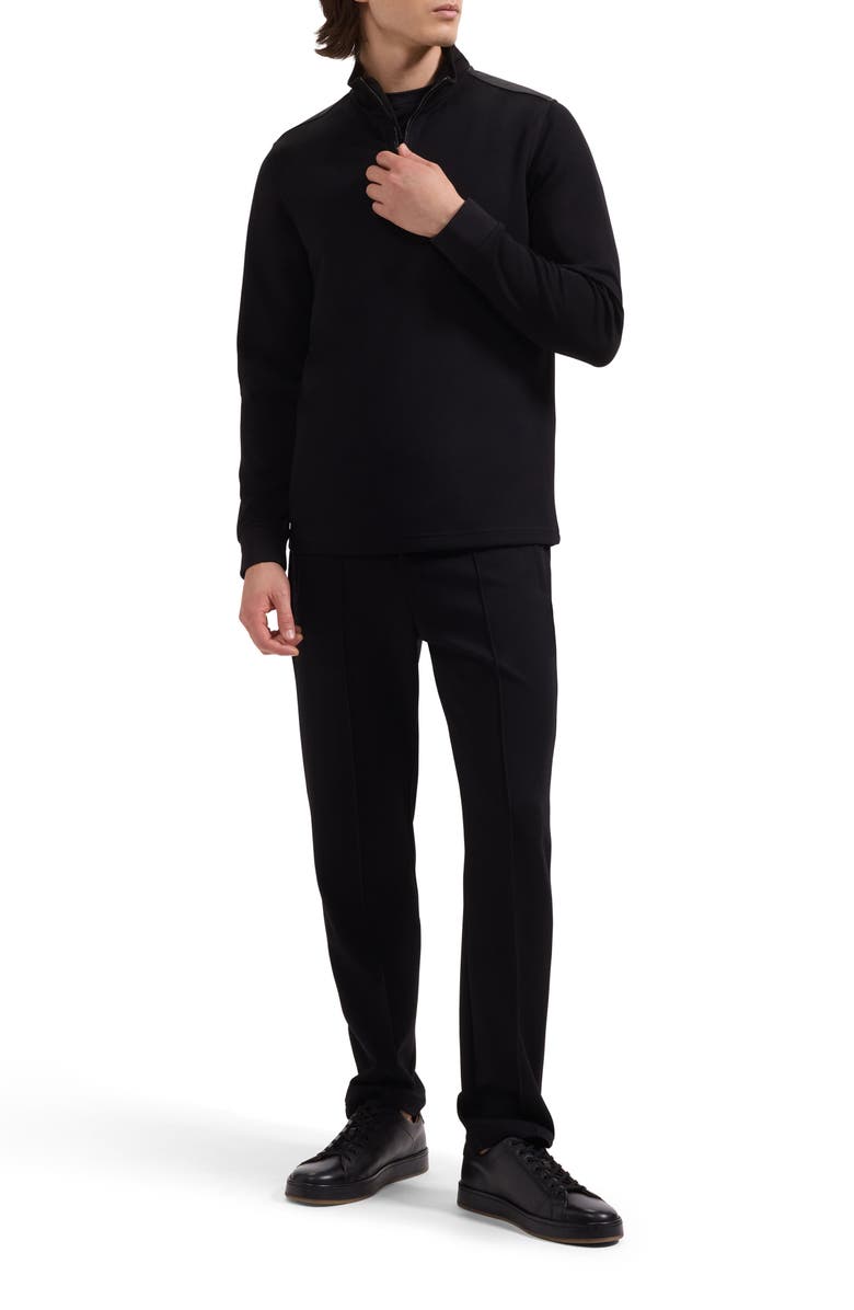 Bugatchi Soft Touch Quarter Zip Sweatshirt, Alternate, color, Black