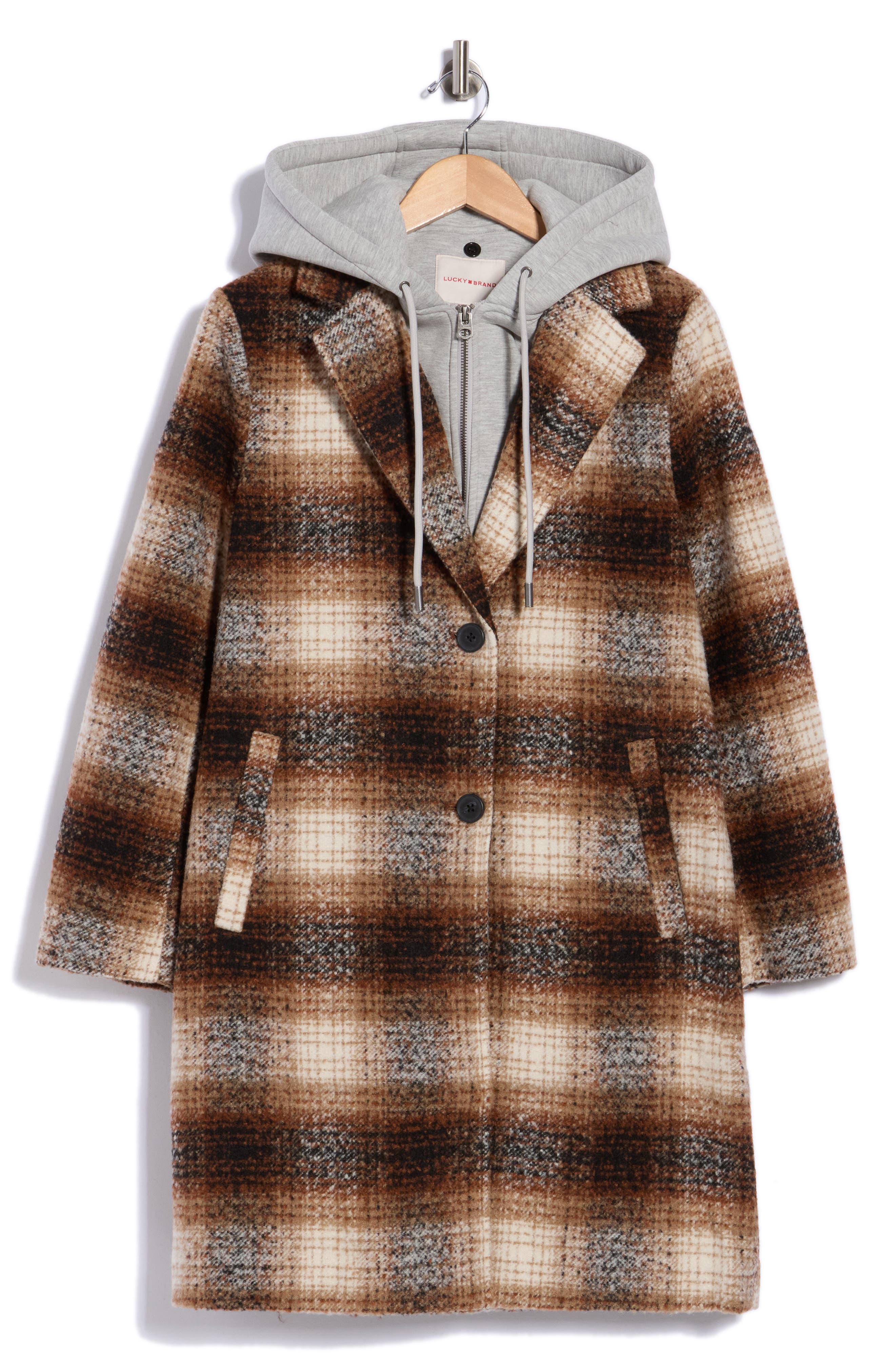 Plaid Walker Coat with Hood