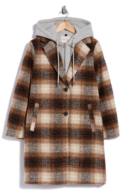 Plaid Walker Coat with Hood