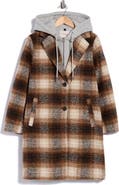 Lucky Brand Plaid Walker Coat with Hood