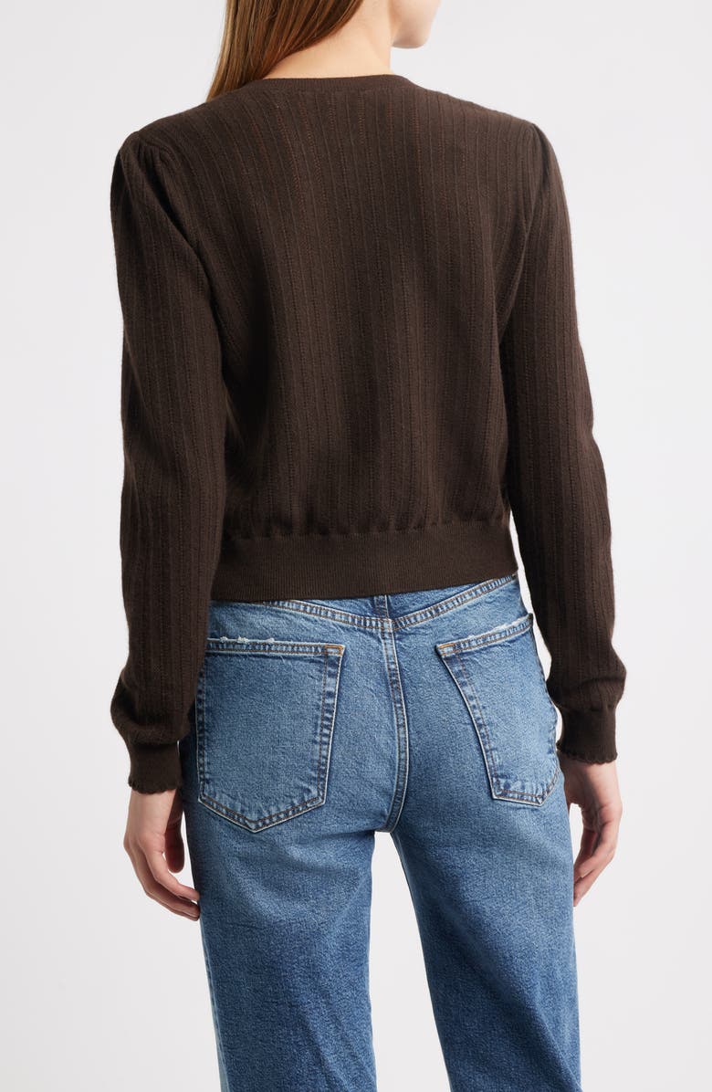 FRAME The Ladder Pointelle Cashmere Cardigan, Alternate, color, Coffee