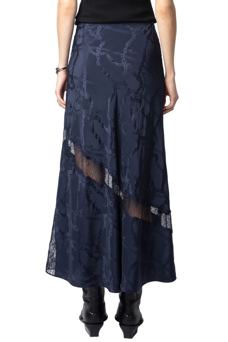 Jaylal Lace & Silk Jacquard Midi Skirt, Alternate, color, ENCRE