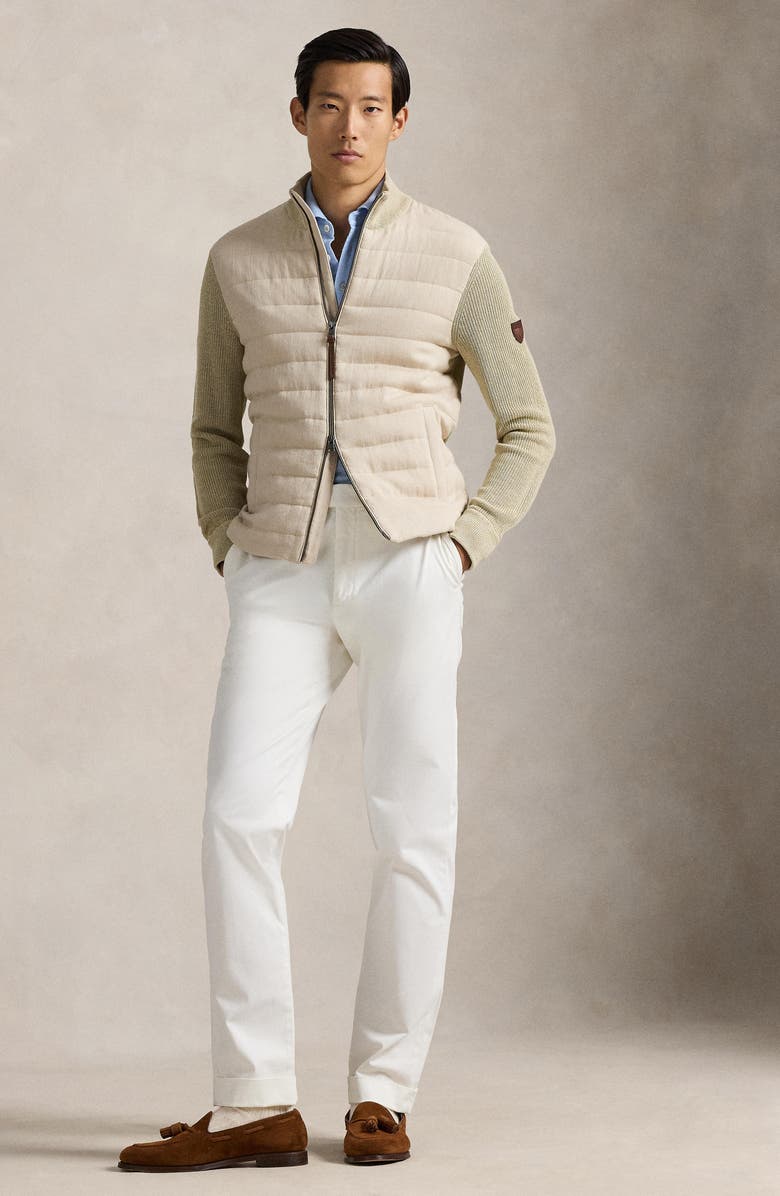 Polo Ralph Lauren Hybrid Linen Zip Cardigan, Alternate, color, Beige Linen