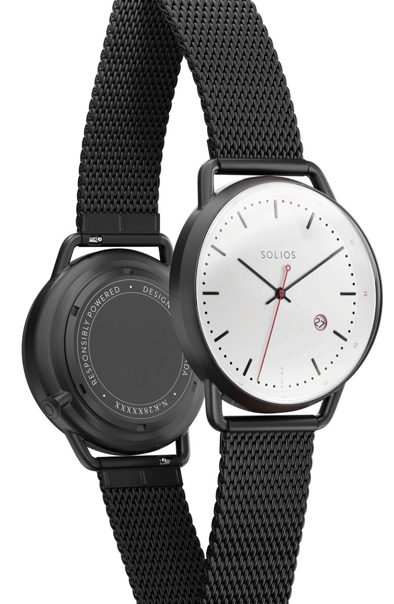 Solios Watches The Solar Curve | White Dial - Black Case, Alternate, color, 
