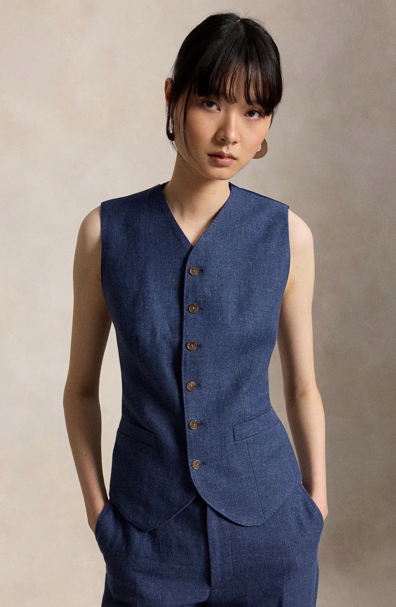 Polo Ralph Lauren Linen & Cotton Vest, Alternate, color, Blue Melange